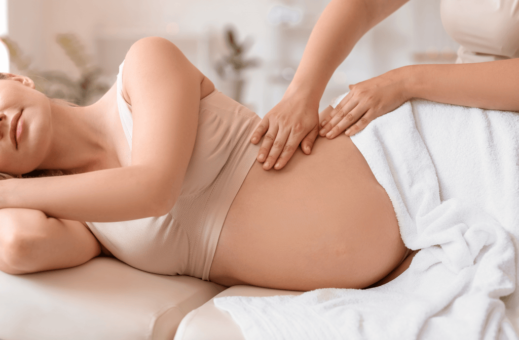 Pregnancy massage with supported side-lying positioning at Muscles Care Prahran